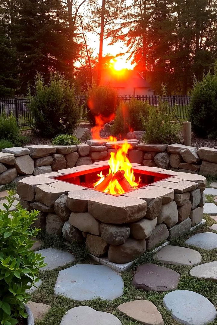 Rustic Stone Square Fire Pit - 22 Square Fire Pit Ideas