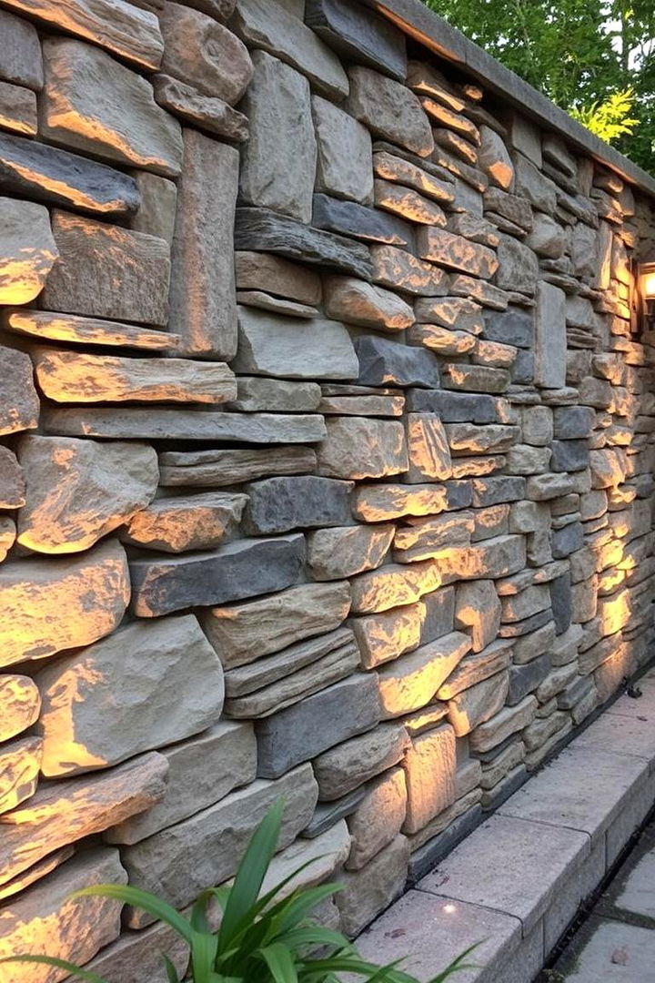 Rustic Stone Veneer Garden Wall - 22 Garden Wall Ideas