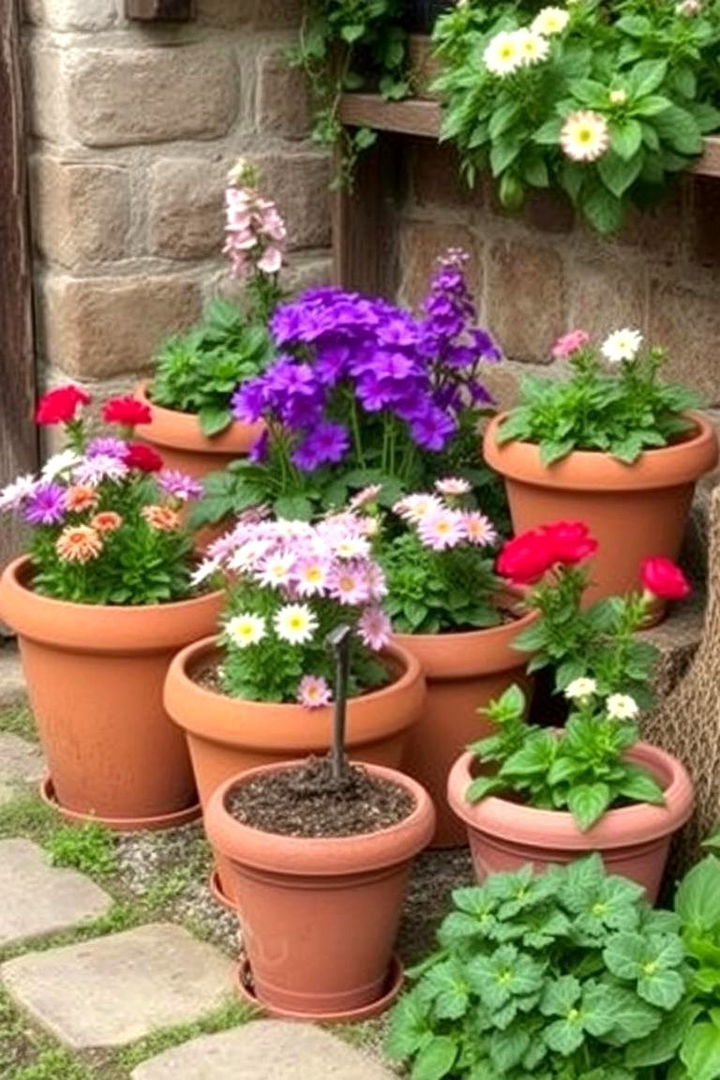 Rustic Terracotta Charm - 22 Corner Garden Ideas With Pots