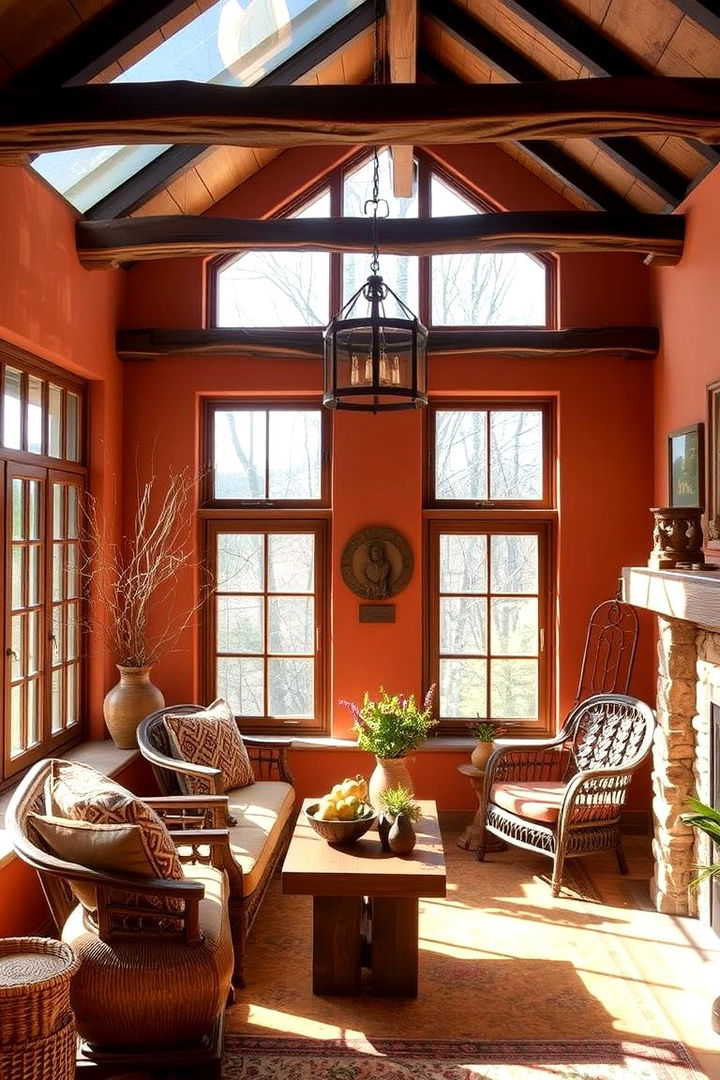 Rustic Terracotta Glow - 22 Sunroom Color Ideas