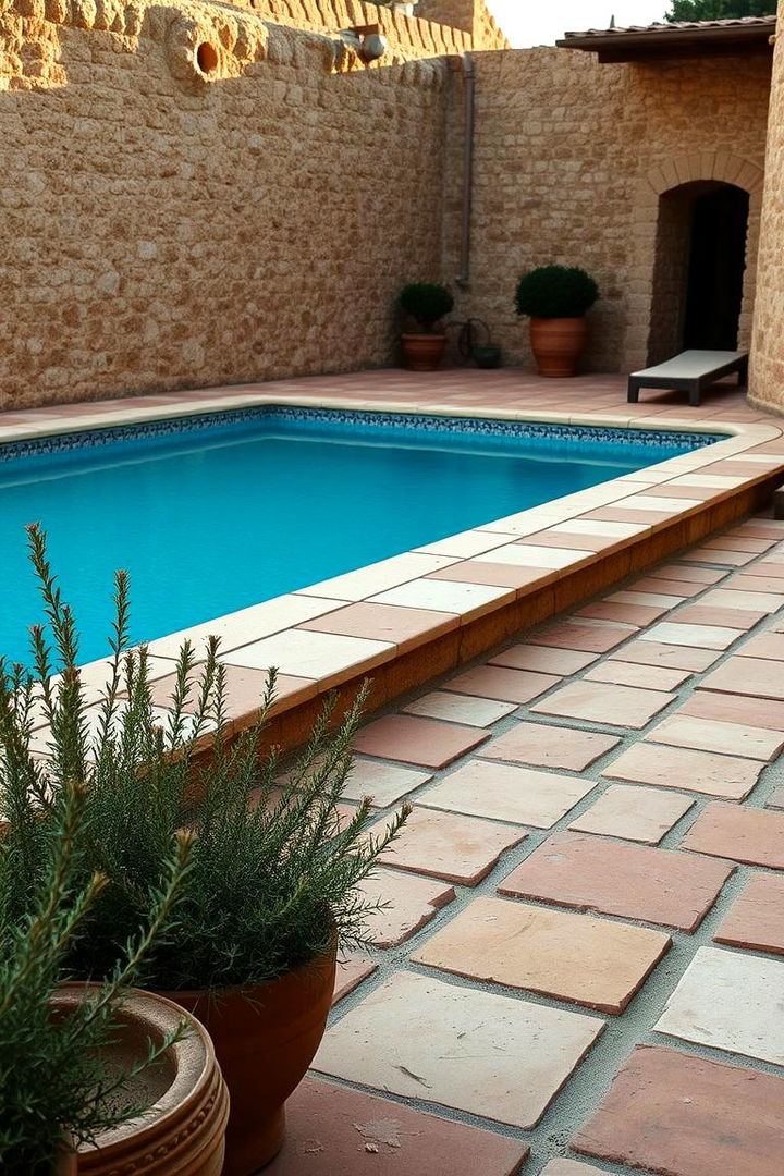 Rustic Terracotta Pavers - 22 Pavers Around Pool Ideas