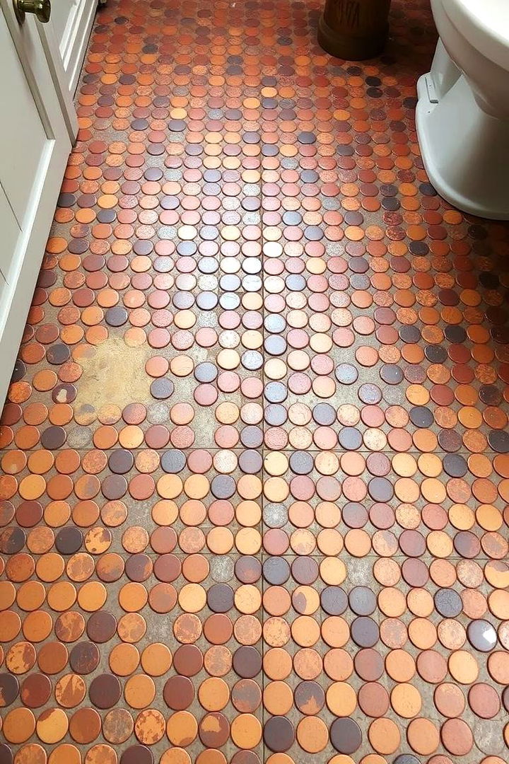 Rustic Texture Blend - 22 Penny Tile Bathroom Floor Ideas