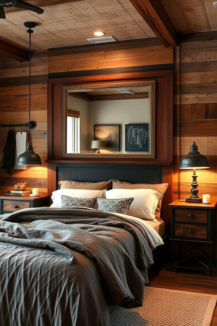 Rustic Urban Appeal - 22 Mirror Behind Nightstand Design Ideas