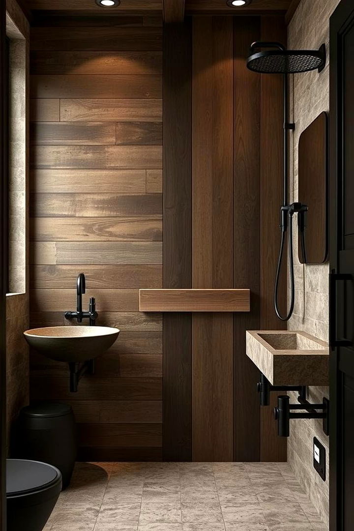 Rustic Urban Oasis - 22 brown and black bathroom ideas