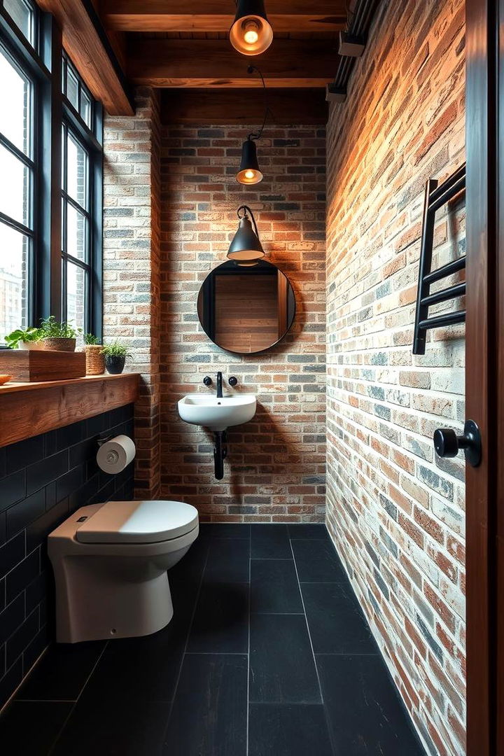 Rustic Urban Retreat - 22 Black Floor Bathroom Ideas