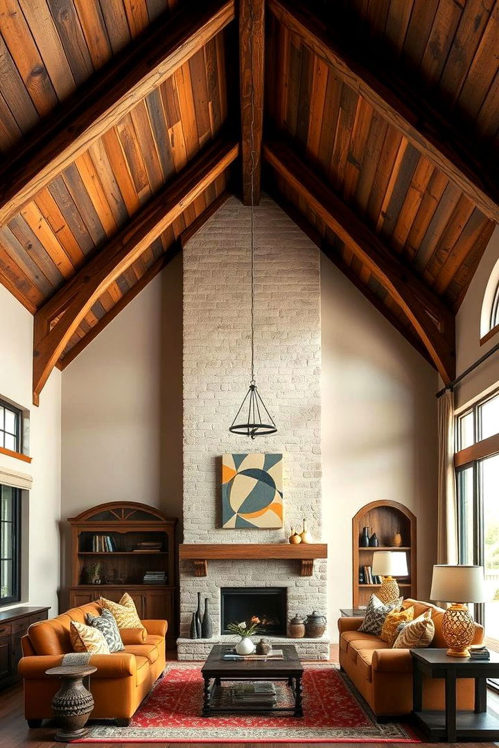 Rustic Warmth and Organic Textures - 22 Vaulted Ceiling With Beams