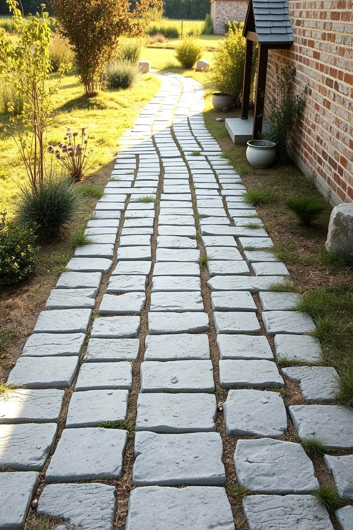 Rustic Weathered Grey Pavers - 22 Grey Paver Walkway Ideas