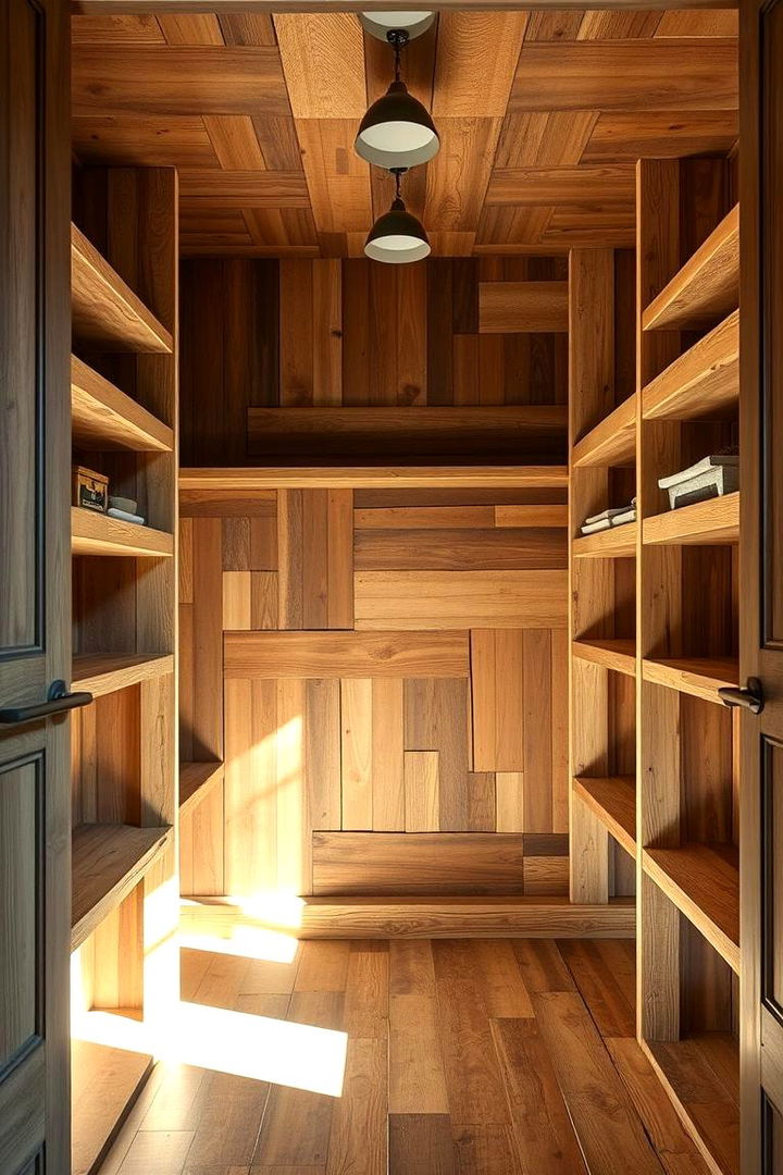 Rustic Wood Accents Charm - 22 Open Pantry Ideas