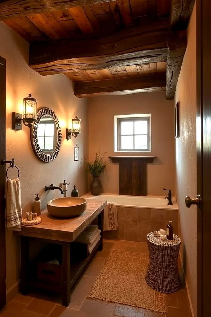 Rustic Wood Accents and Warmth - 22 Spanish Style Bathroom Ideas