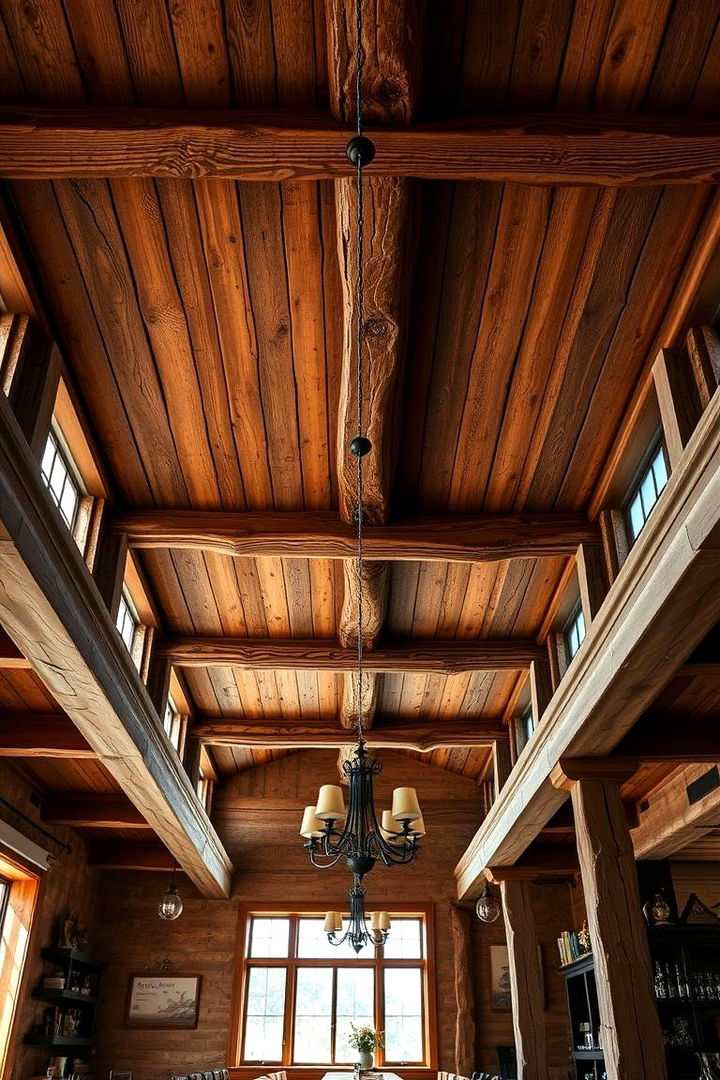 Rustic Wood Beams - 22 Dining Room Ceiling Ideas