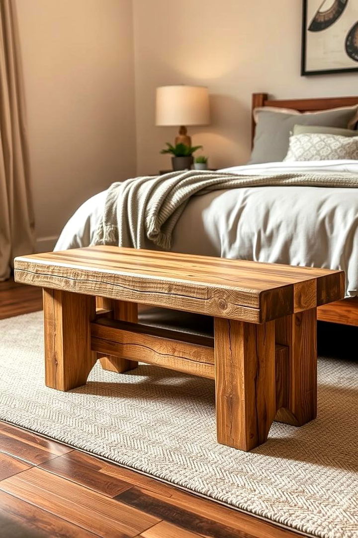 Rustic Wood Bench - 22 Bedroom Bench Ideas