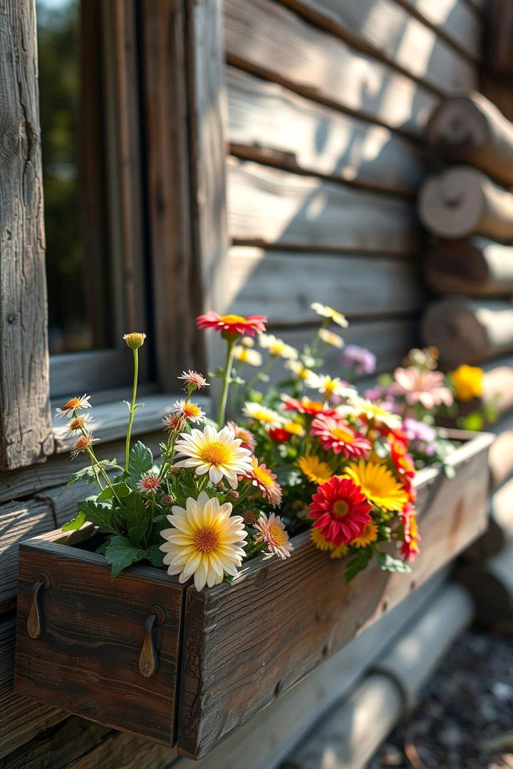 Rustic Wood Charm - 22 Fall Flower Box Ideas