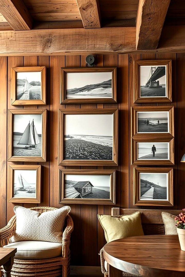 Rustic Wood Frame Arrangement - 22 Family Picture Wall Ideas