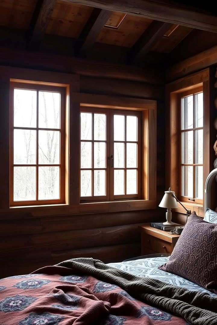 Rustic Wood Framed Windows - 22 Bedroom Window Ideas