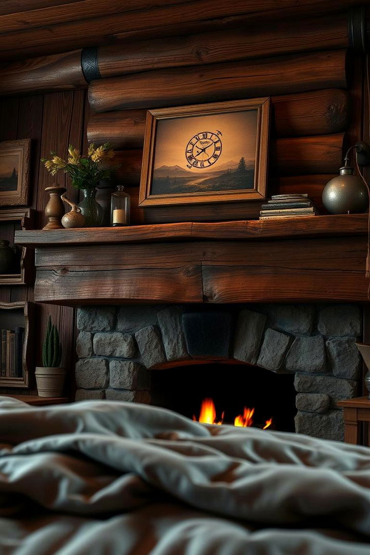 Rustic Wood Mantel Design - 22 Bedroom Fireplace Ideas