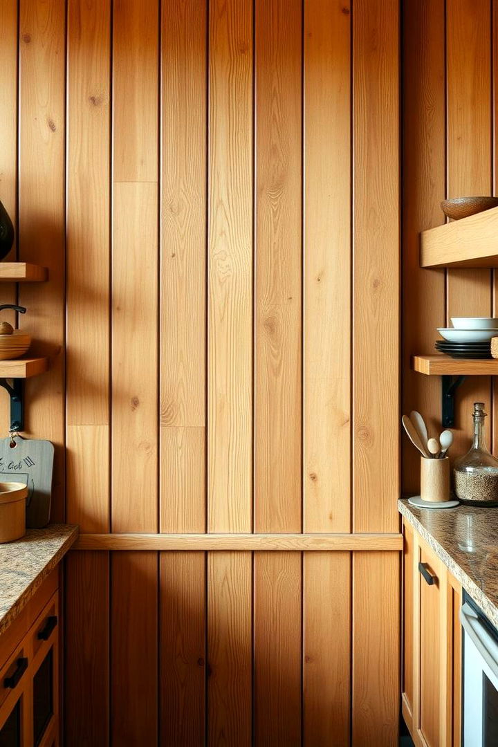 Rustic Wood Paneling - 22 Kitchen Accent Wall Ideas