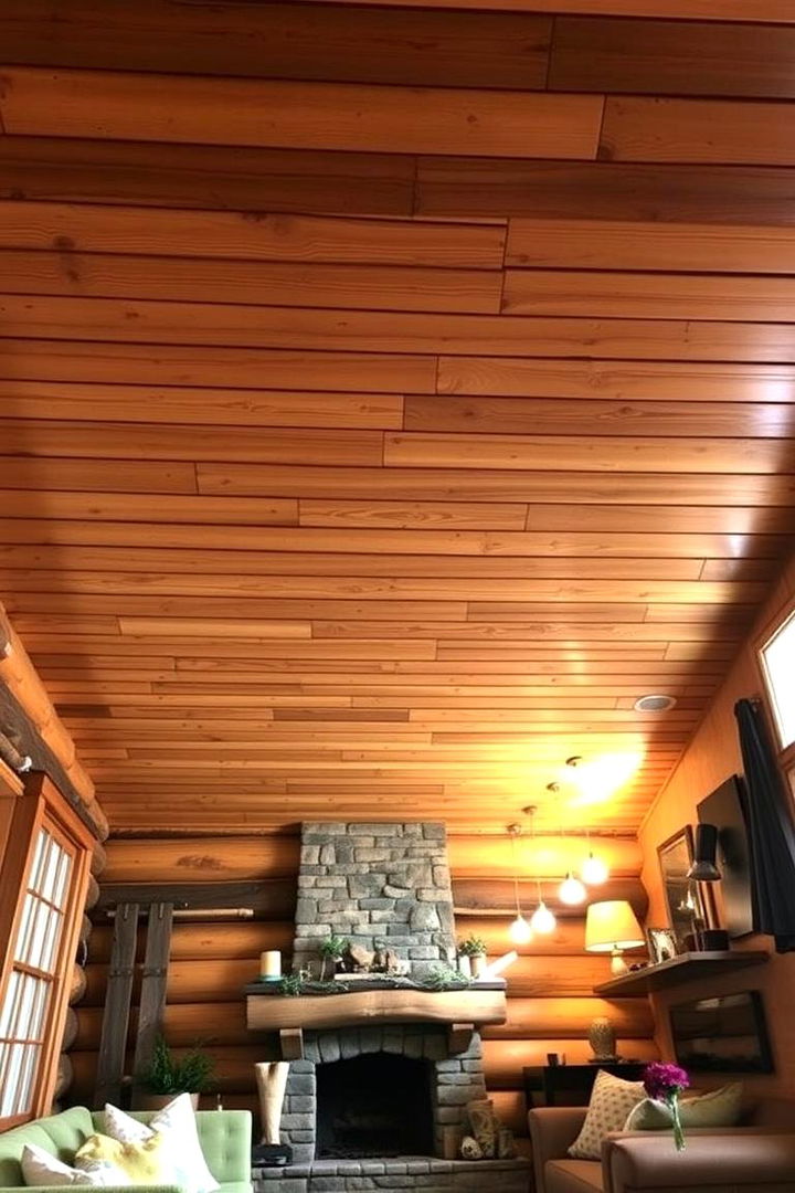 Rustic Wood Texture Charm - Shiplap Ceiling Ideas to Elevate Your Interior Design