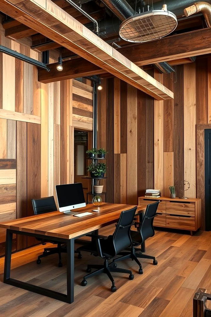 Rustic Wood and Metal Mix - 22 Man Cave Office Ideas
