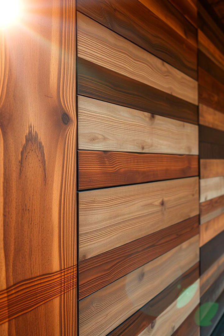 Rustic Wooden Accents Embracing Natural Warmth - 22 Outdoor Wall Decor Ideas