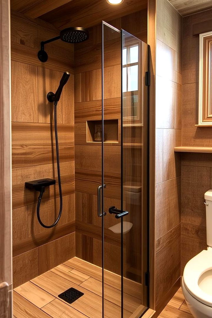 Rustic Wooden Accents for Warmth - 22 Shower Storage Ideas