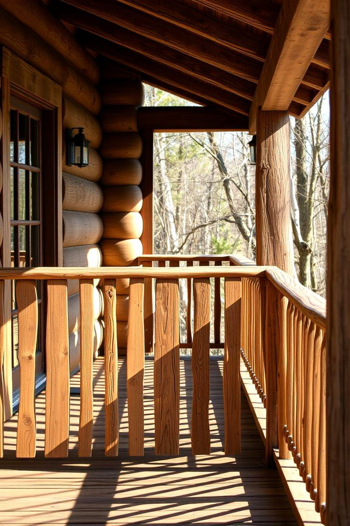 Rustic Wooden Balustrade - 22 Porch Railing Ideas