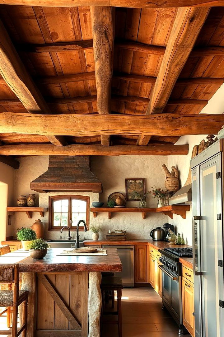 Rustic Wooden Beams and Details - 22 Mexican Kitchen Ideas