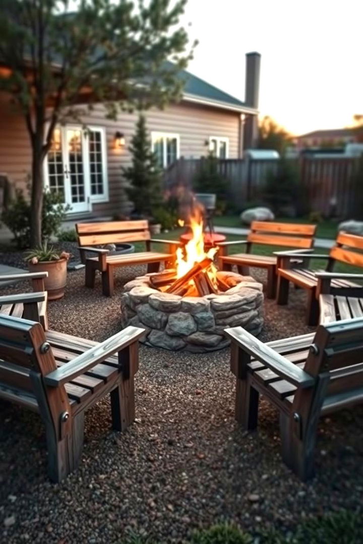 Rustic Wooden Bench Seating - 22 Fire Pit Seating Ideas