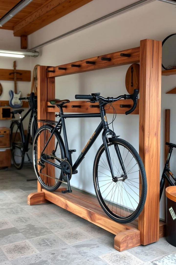 Rustic Wooden Bike Rack - 22 Garage Bike Storage Ideas