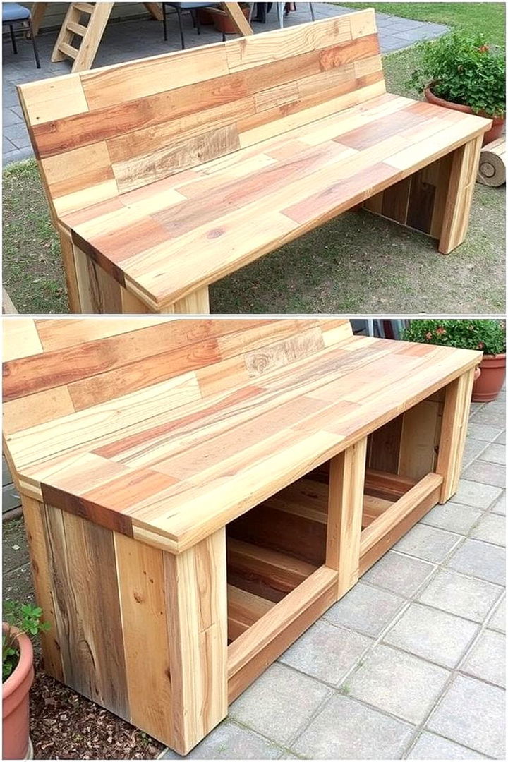 Rustic Wooden Built in Bench with Storage - 22 Built-in Deck Bench Ideas and Designs