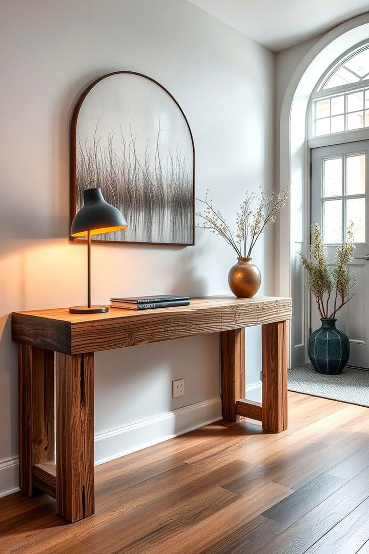 Rustic Wooden Console Table - 22 Scandinavian Entryway Ideas