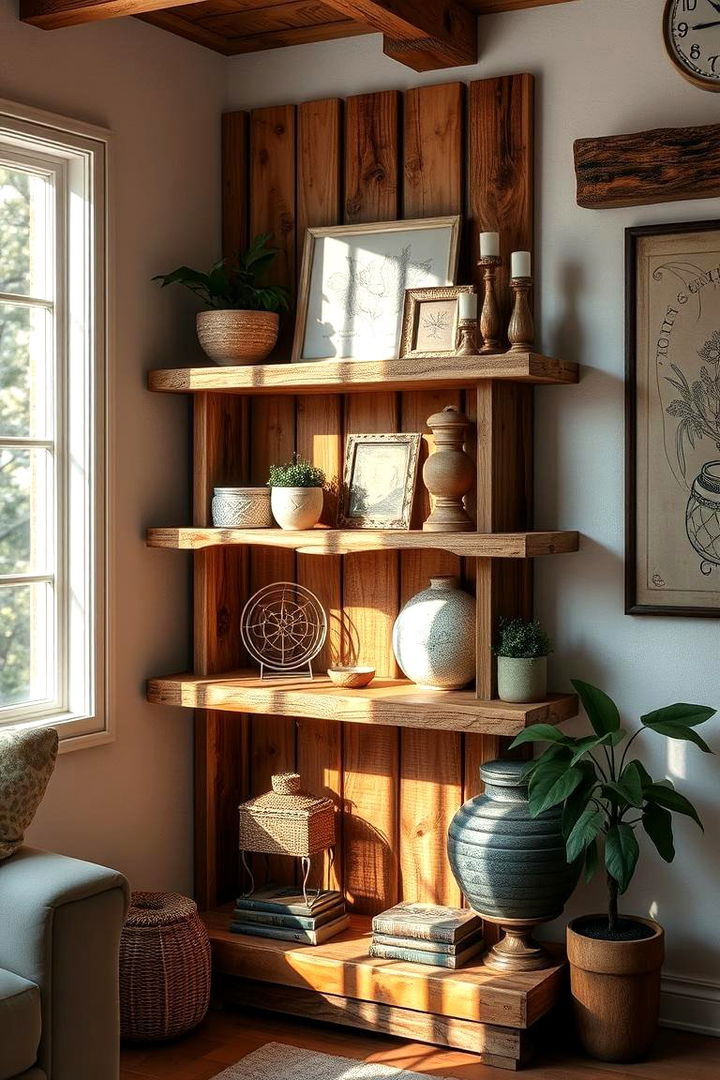 Rustic Wooden Corner Shelf Makeover - 22 Corner Shelf Ideas