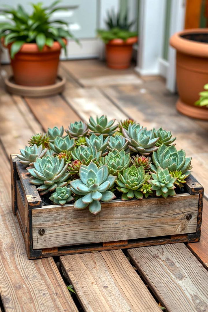 Rustic Wooden Crates - 22 Outdoor Succulent Container Ideas