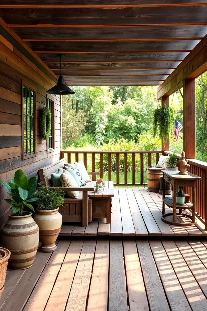 Rustic Wooden Deck - 22 Ground Level Deck Ideas