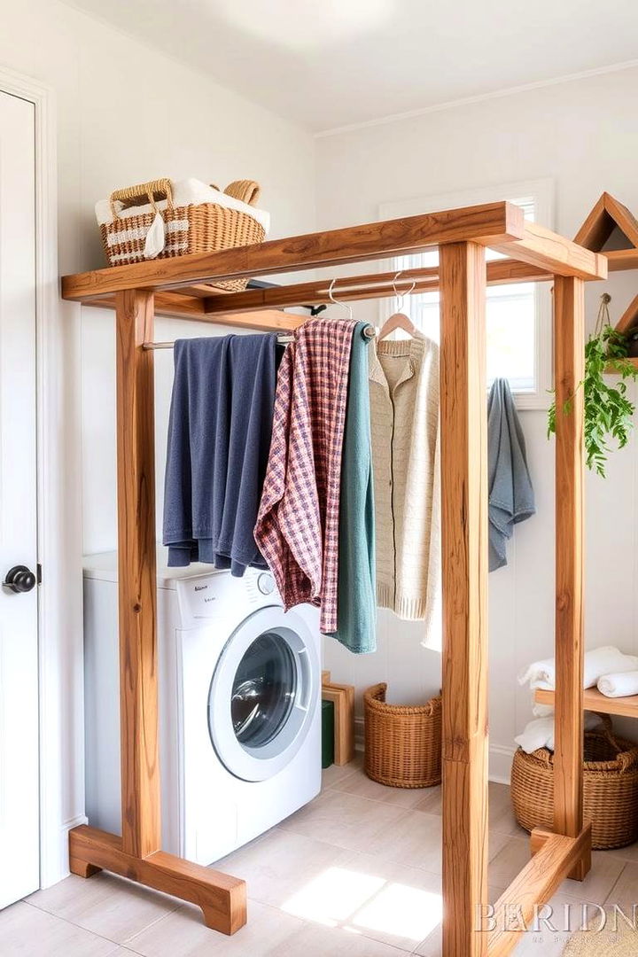 Rustic Wooden Drying Rack - 22 Laundry Room Drying Rack Ideas