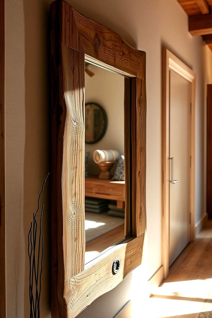 Rustic Wooden Mirror - 22 hallway mirror ideas