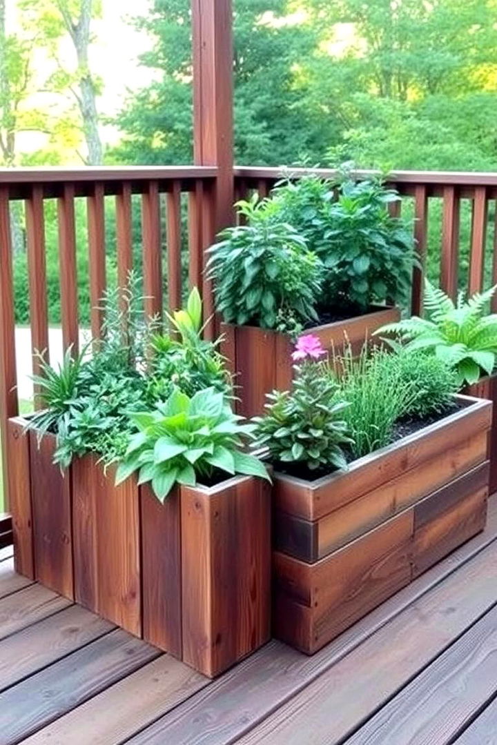 Rustic Wooden Planters - 22 Deck Decorating Ideas With Plants