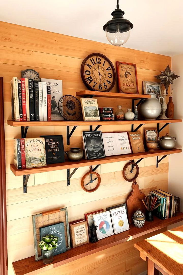 Rustic Wooden Shelves - 22 Kitchen Wall Decor Ideas