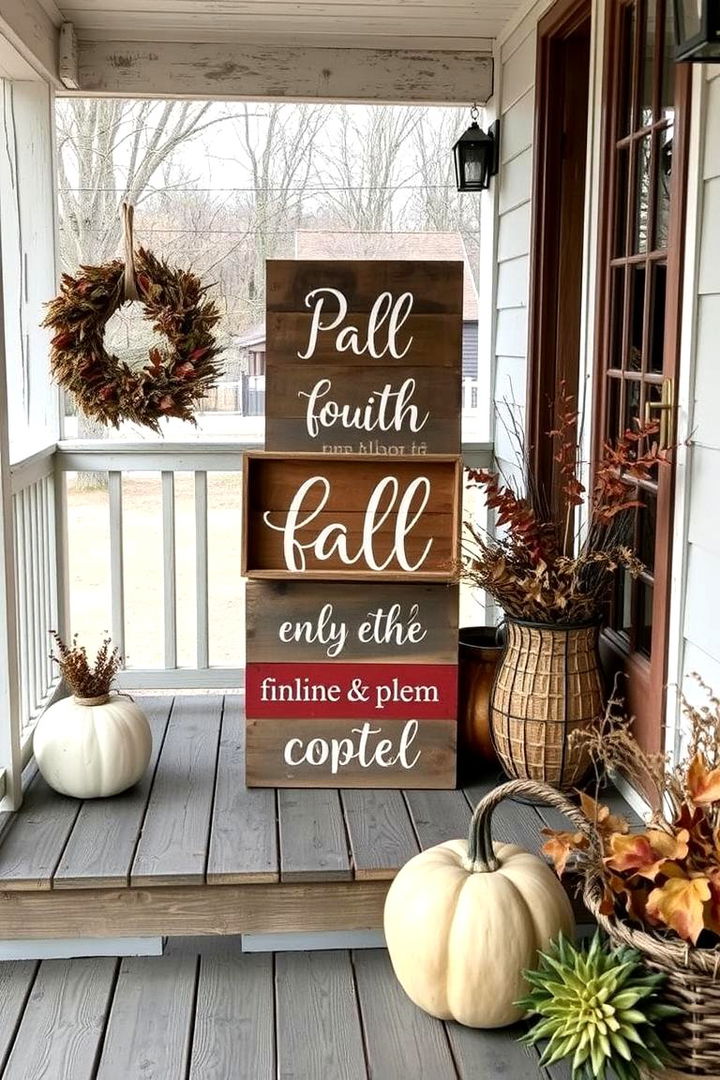 Rustic Wooden Signs with Fall Sayings - 22 Fall Porch Decor Ideas