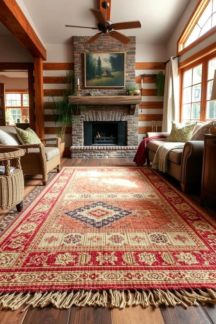 Rustic Woven Rugs - 22 Tuscan Living Room Ideas