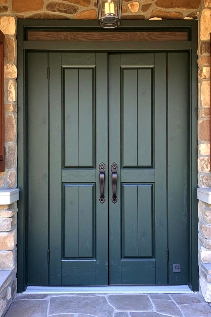 Rustic yet Refined - 22 Dark Green Front Door Ideas