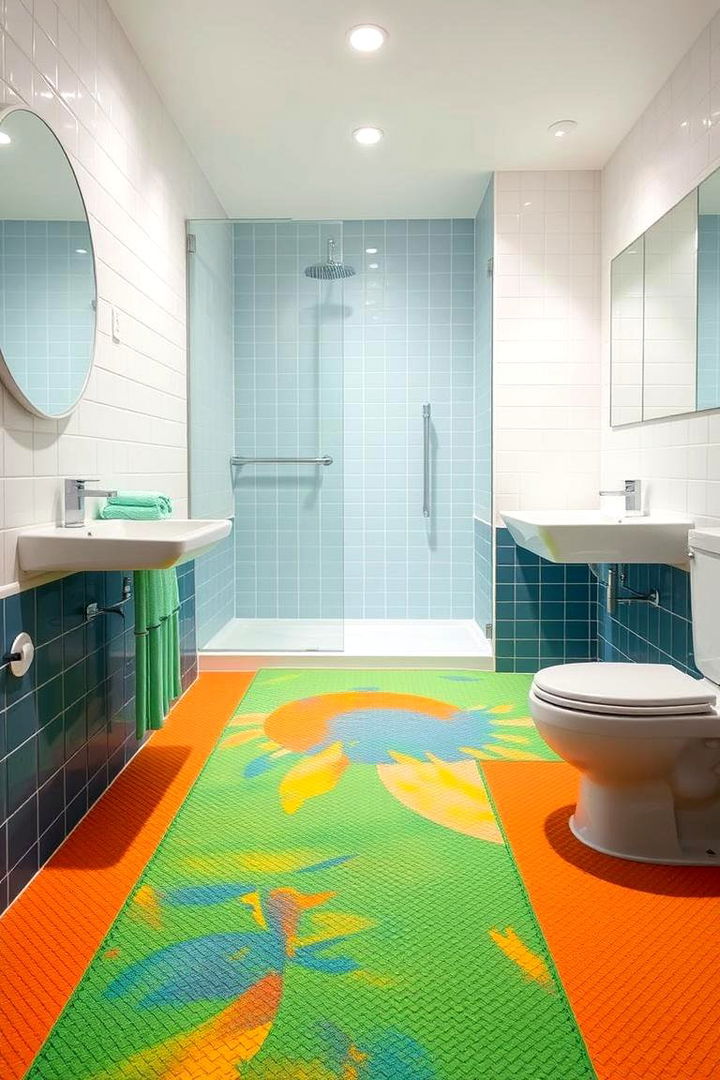 Safe Softness with Rubber Flooring - 22 Small Bathroom Flooring Ideas