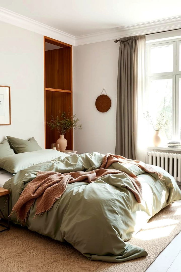 Sage Green Bedroom Sanctuary with Soft Bedding - 22 Sage Green Decor Ideas
