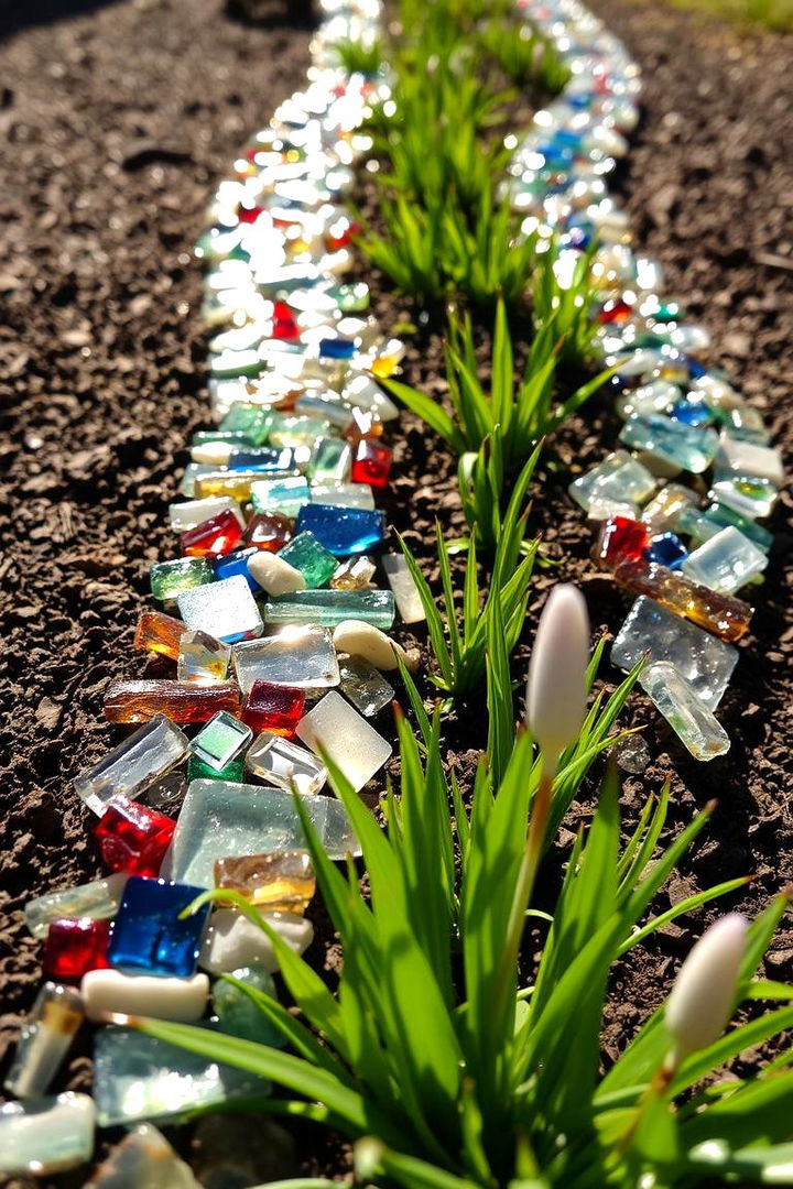 Salvaged Glass Pieces for Edging - 22 Recycled Garden Edging Ideas