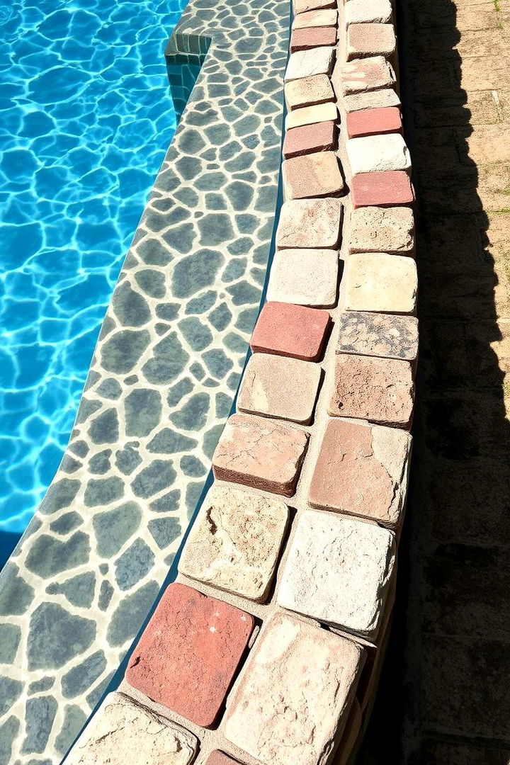 Salvaged Stone and Brick Pool Edging - 22 Backyard Pool Ideas on a Budget