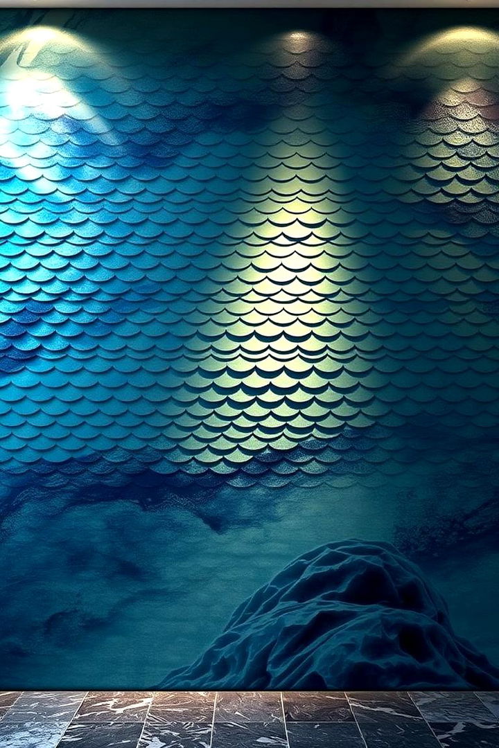 Scale Textured Walls - 22 Mermaid Bedroom Ideas