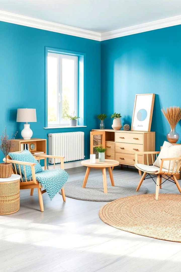 Scandinavian Influence - 22 grey floor living room with blue walls ideas