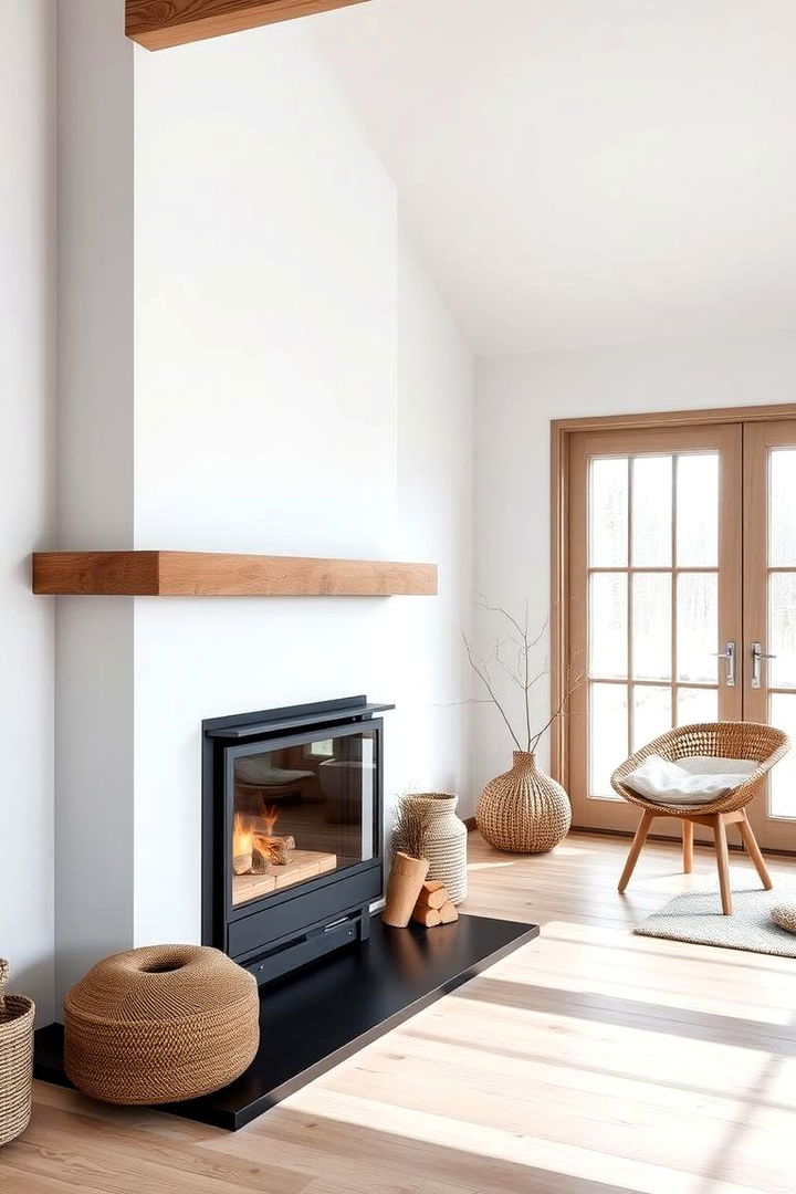 Scandinavian Influence in Black Details - 22 Black Fireplace Ideas
