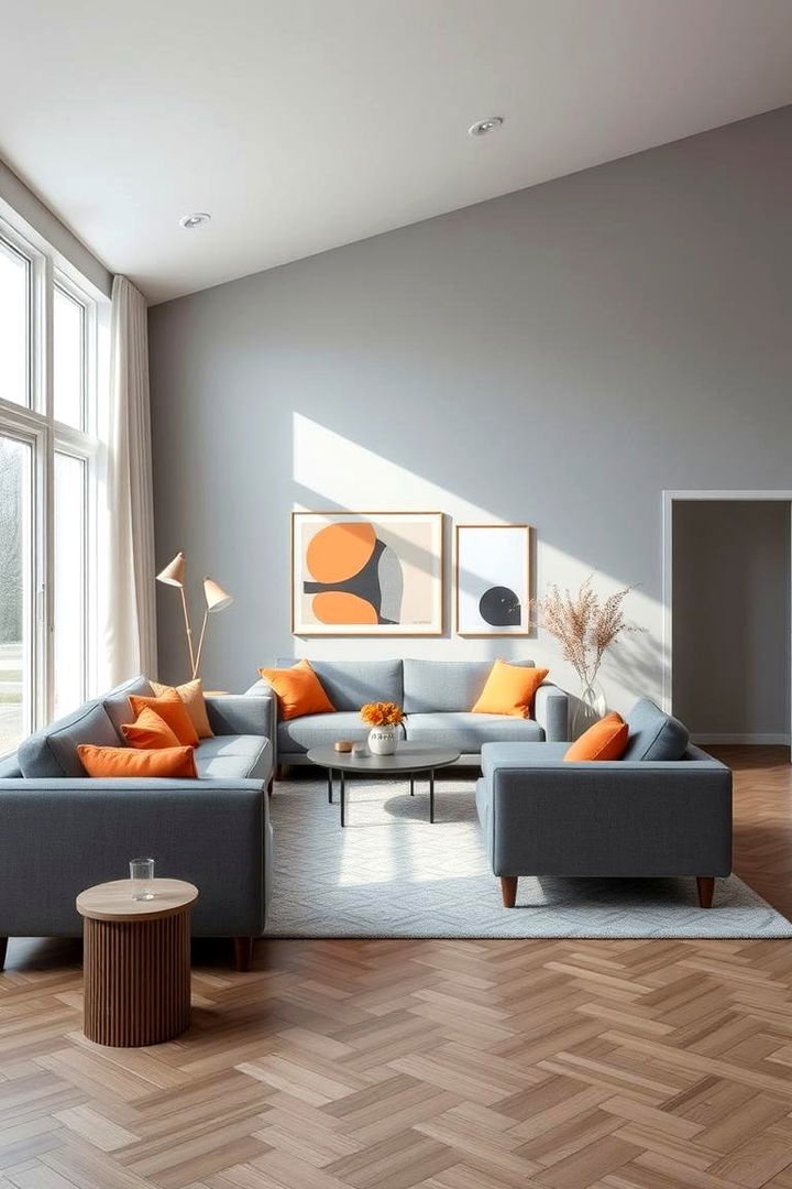 Scandinavian Influenced Decor - 22 Orange and Grey Living Room Ideas