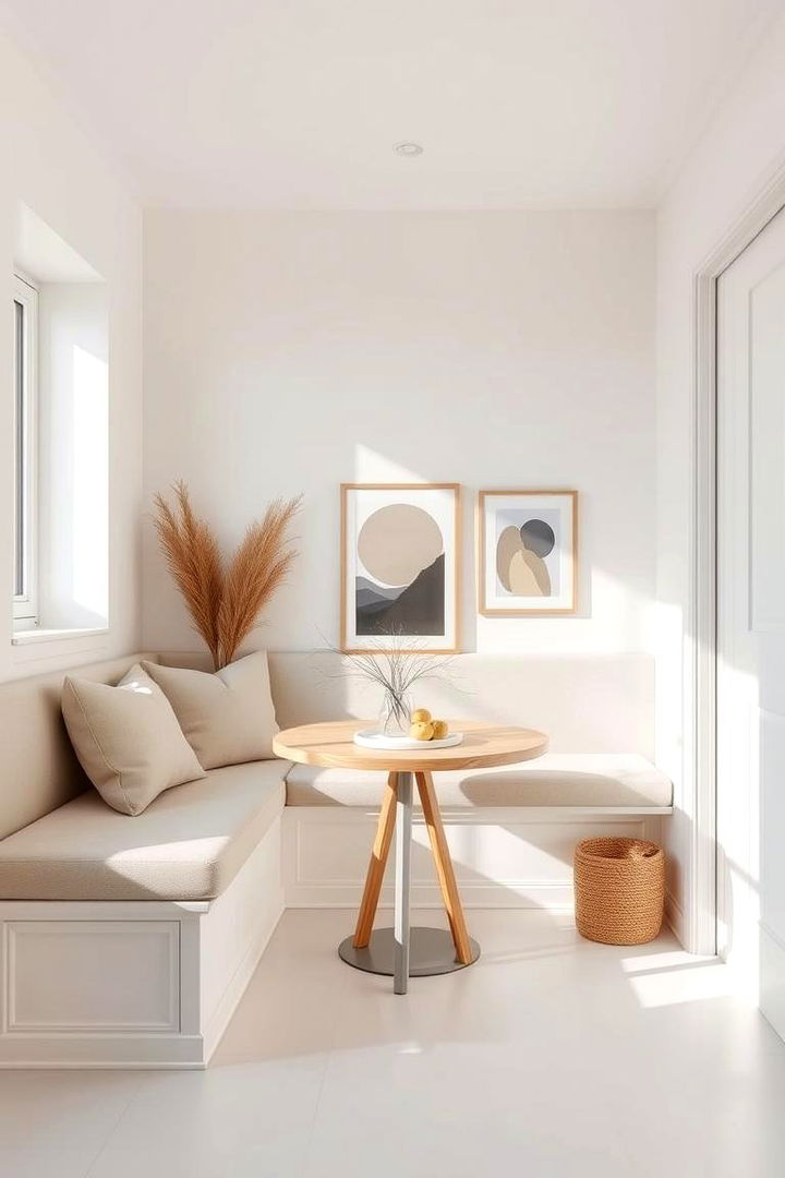 Scandinavian Inspired Banquette with Neutral Tones - 22 Banquette Seating Ideas