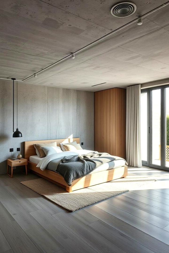 Scandinavian Inspired Concrete - 22 Concrete Floor Bedroom Ideas